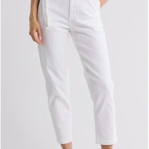 Ag Adriano Goldschmied White Cropped Straight Jeans